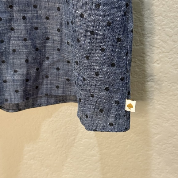 Kate Spade Ruffle Cold Shoulder Chambray Polka Dot Dress Girls Size 10 - Picture 5 of 10